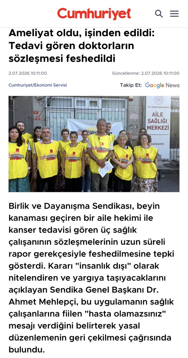 DrMehlepci's tweet photo. Aile Hekimliği Çalışanları Hastalandığında sözleşmeleri fesih ediliyor 
@ezgigozeger 

#BiziNeBekliyor https://t.co/ryoU6NAbjZ