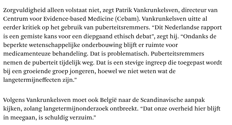 mariekehoogwout's tweet photo. Ook in België stevige kritiek op het rapport van de Gezondheidsraad over puberteitsremmers en hormonen voor kinderen met gevoelens van genderdysforie

Directeur Centrum voor Evidence Based Medicine verwijt de Belgische overheid *schuldig verzuim*.
 
https://t.co/KNoSSnkNyz https://t.co/fNFOh55f8s