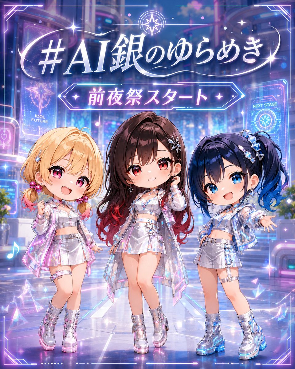 mai_3104_mai's tweet photo. #AI銀のゆらめき

前夜祭開始のお時間です🤭

今回のテーマは『銀』
毎度おなじみテーマの色要素が入っていれば問題ございません❣

以下のルールをよく読んでご参加ください(*'ω'*)

※前夜祭は、水着＆二次創作はお控えください。
※本祭までのお楽しみに😍😍😍
※過度な性的表現はおやめください。

⏰期間
⚪️前夜祭　👈イマココ
7/3（金）正午12:00～7/4（土）午前11:59迄

🤍本祭
7/4(土)お昼12:00〜7/6(月)午前11:59迄

✎ハッシュタグ
#AI銀のゆらめき　(＋お好きなタグ１つ)

今回も6名の幹事の共催で行います❣️
アイちゃん　@AIchan_lovelyAI
アイちゃんの部屋さん　@aichan_room01
琴舞さん @momohanaseason 
ベゼブさん @beelezebub17 
キャサリンさん @MITHUNKUMAR1993
一條プロダクション @mai_3104_mai

皆さんの参加お待ちしてます(≧▽≦)