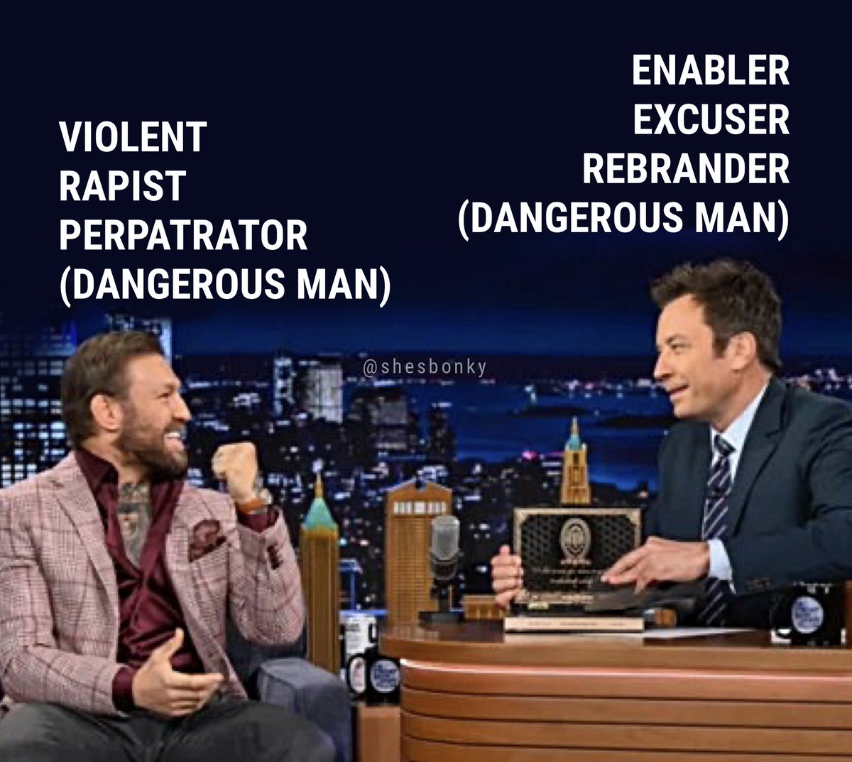 shesbonky's tweet photo. it's unconscionable that there has been radio silence from @jimmyfallon and @FallonTonight about the conor mcgregor interview
#fuckyoujimmyfallon https://t.co/KvkW3KTYCR