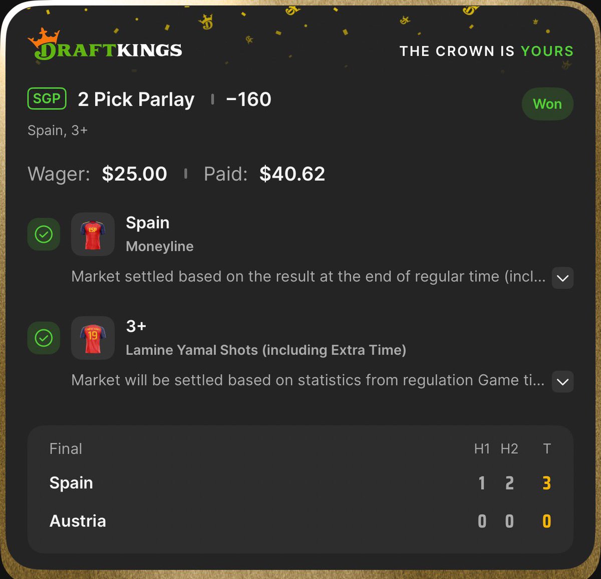 Tiki_Bets54's tweet photo. BANG BANG!!!! We cashed both #Worldcup plays today! 

Onto #MLB for the nightcap! https://t.co/ZpcGumGZTI