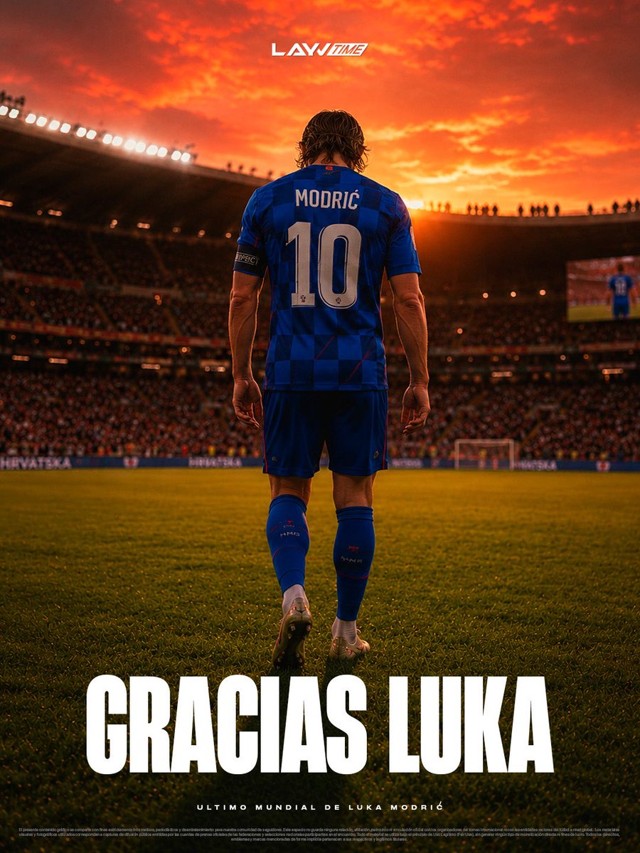 layvtime's tweet photo. ¡EL ADIÓS DE UNA LEYENDA ABSOLUTA! 🇭🇷💔🔥

Luka Modrić no solo tiene el respeto del fútbol en la cima, sino que está a nada de convertirse en un mito eterno tras despedirse hoy de los Mundiales con Croacia

¿Logrará el fútbol mundial volver a ver a un mediocampista con la grandeza de Lukita? 👇