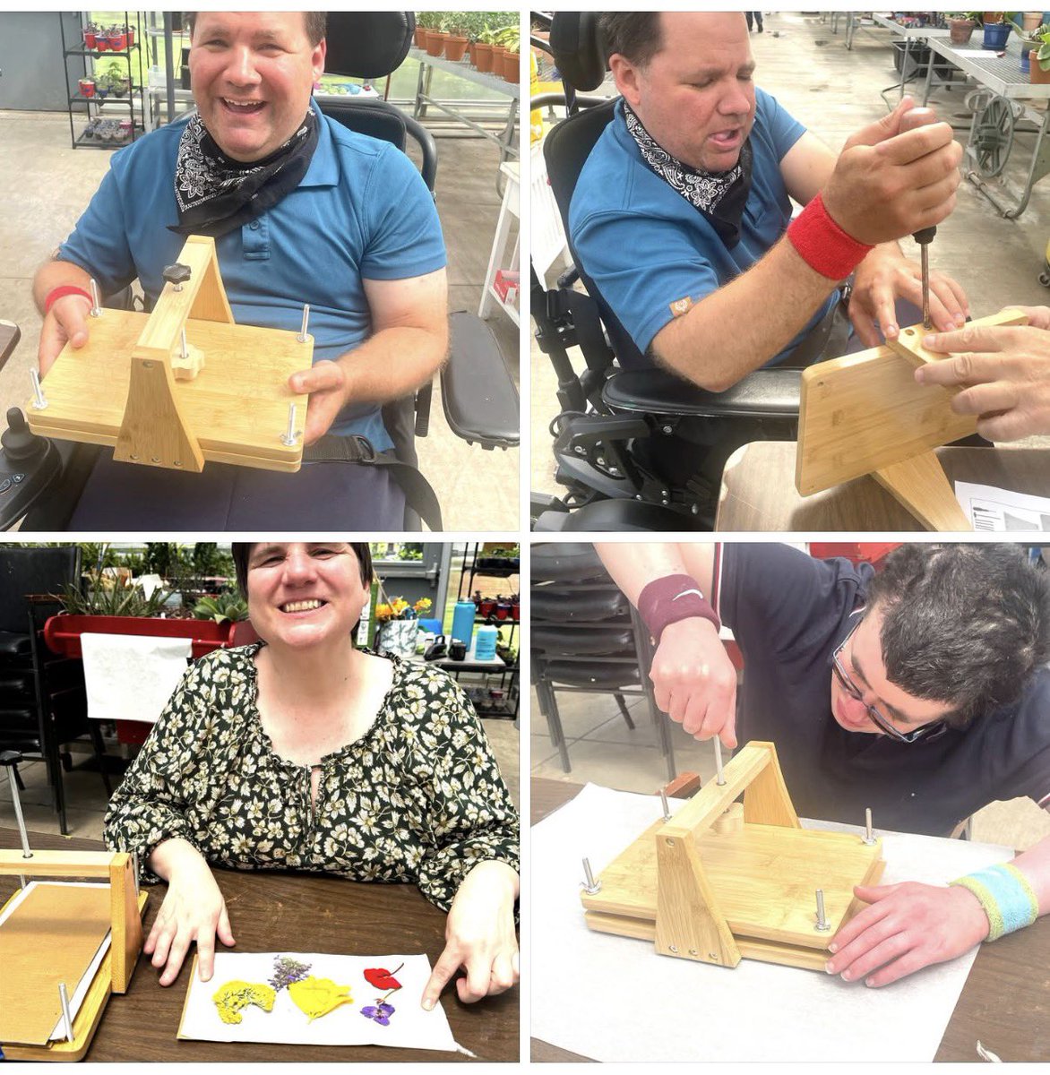 heartofmercy's tweet photo. The Gardens residents helped to put together our new flower press.  The program then went out to our gardens and collected flowers to press.  These pressed flowers will be used to make handmade cards for our staff. #MisericordiaStrong #MisericordiaCommunity https://t.co/SqGBnQ5pu7