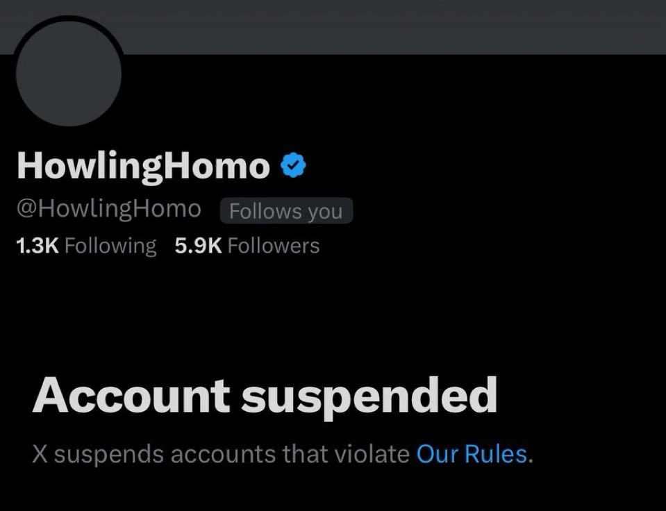 mythotrad's tweet photo. A howlers lifespan seems to be about 6k followers #FreeHomo https://t.co/e6WKJ3E7qw