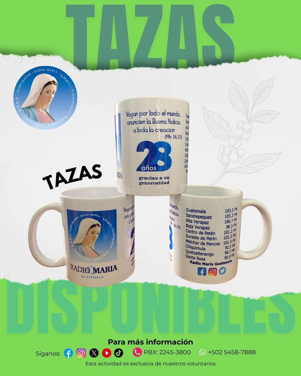 RadioMariaGuate's tweet photo. ☕️💙 ¡Regresaron las tazas que tanto le gustan!

Ideales para tomarse una taza de café y estar en sintonía de Radio María.

✨ ¡Existencias limitadas! https://t.co/3sK4xGtoVj
