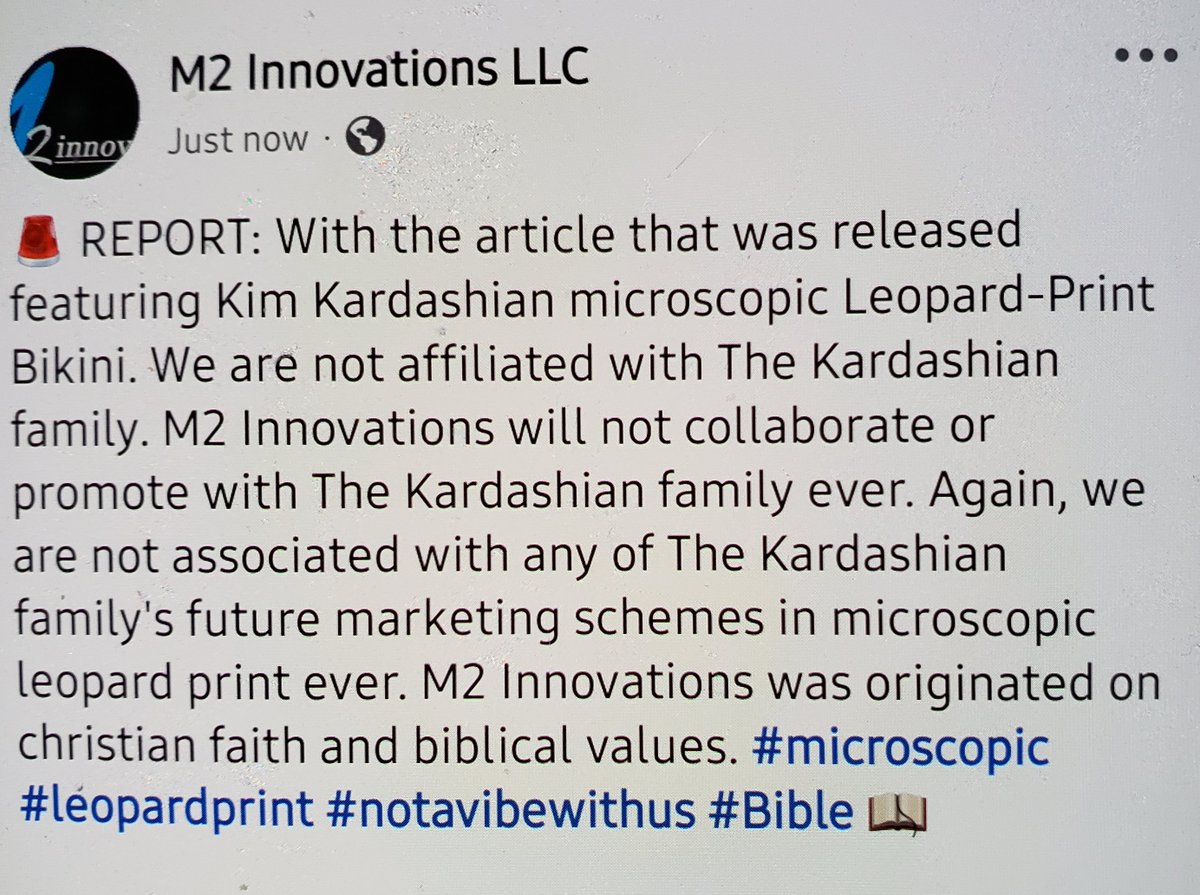 _M2_'s tweet photo. 🚨REPORT: Statement released regarding the microscopic new leopard-print bikini article.  #microscopic #leopardprint #bikini @KimKardashian #Bible 📖 https://t.co/iqeYJSMEWq