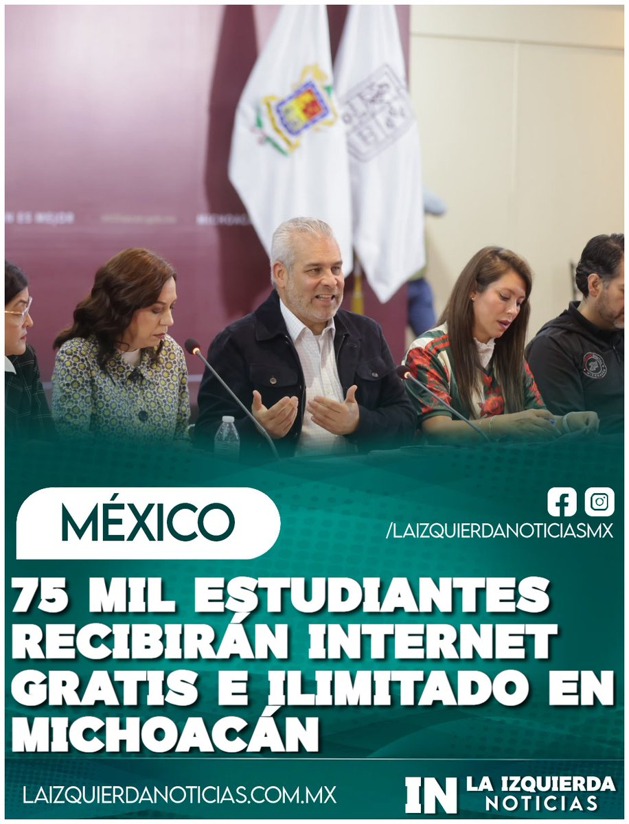IzqNoticiasMx's tweet photo. CONECTAN A JÓVENES. El gobernador Alfredo Ramírez Bedolla, anunció que 75 mil jóvenes que ingresen a prepas y universidades en #Michoacán recibirán automáticamente su tarjeta del programa Dat4, con acceso a internet ilimitado y redes sociales. #DatosGratis https://t.co/1og0hEXvCC