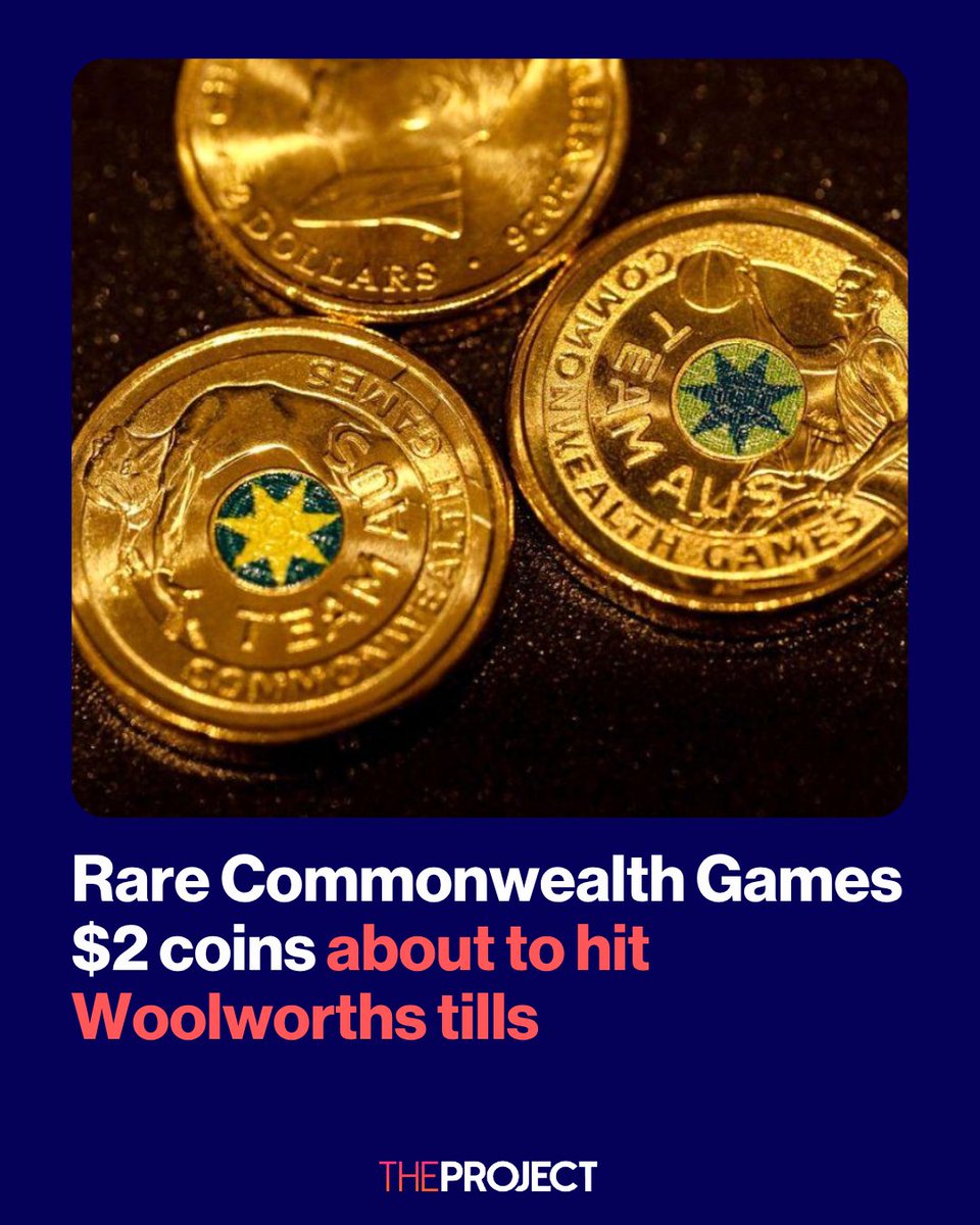 theprojecttv's tweet photo. Woolworths shoppers are being urged to check their change, with three limited-edition $2 coins being released to celebrate Australia’s 2026 Commonwealth Games team.

The Royal Australian Mint designs will roll out weekly from July 15, featuring gymnastics, 3x3 wheelchair basketball and athletics, and will be available through participating Woolworths registers while stocks last.