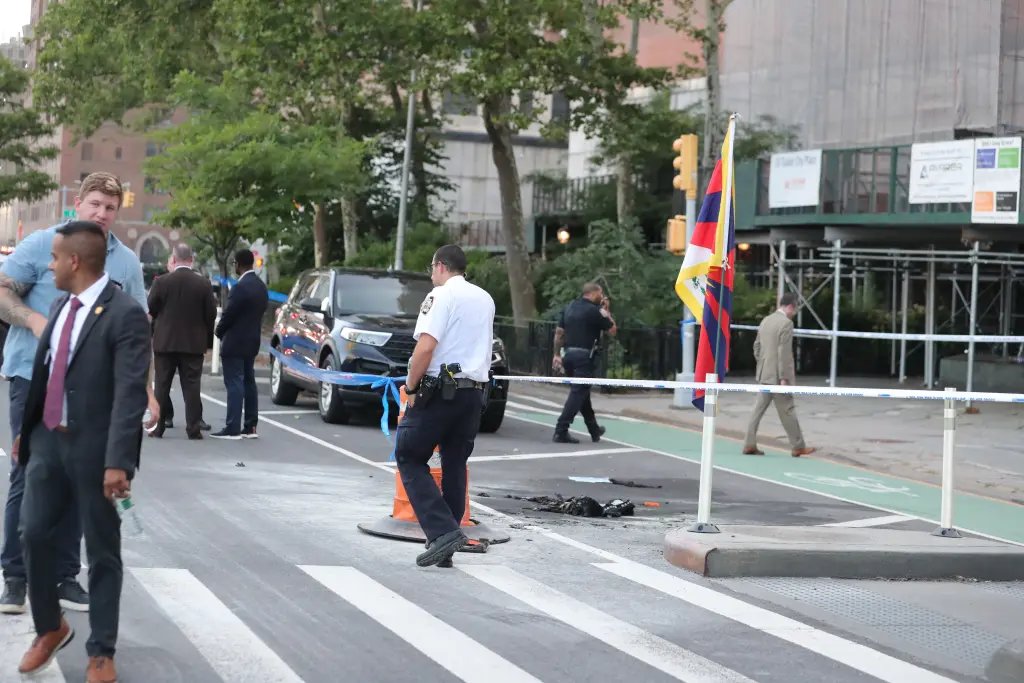 MarioNawfal's tweet photo. 🇺🇸 The man who set himself on fire outside the UN has been identified as 42-year-old Lobga Rangzen, a Tibetan activist who spent two decades in America.

Dressed in full monastic garb, Rangzen planted a Tibetan flag on the sidewalk at 42nd and First during Thursday's evening rush, then self-immolated as cars honked past, capturing the act on a livestream. 

First responders doused the flames within seconds, but he was pronounced dead at Bellevue. 

Papers at the scene read "CHINA OUT OF TIBET."

His death carries a long, grim lineage.

Since 2009, more than 150 people have set themselves on fire in Tibet protesting what they call Chinese occupation, calling for the Dalai Lama's return and freedom for the region.

Source: New York Post / Writer: Daniel