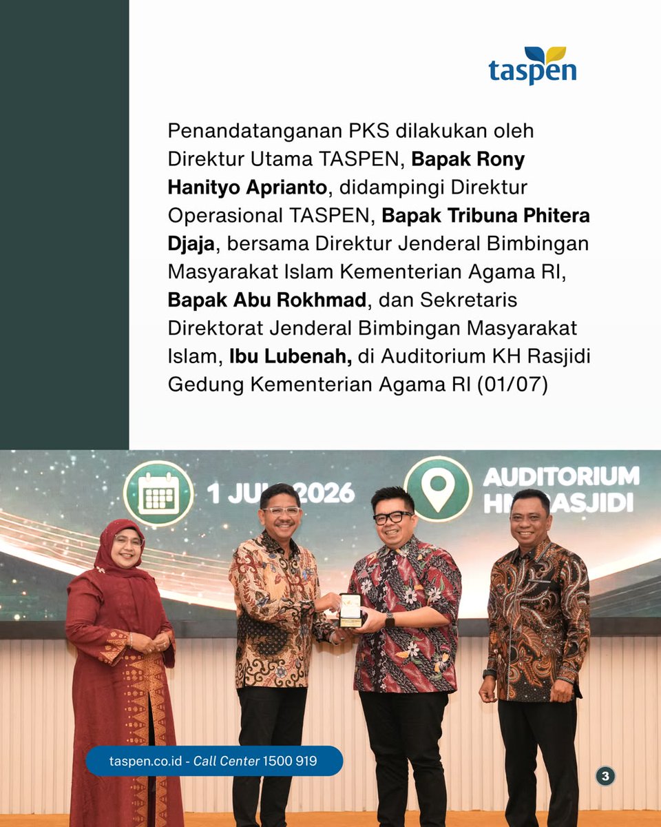 TASPENDenpasar's tweet photo. Kolaborasi hari ini, kemudahan untuk layanan ke depan ✨

Sinergi TASPEN dan Kementerian Agama RI menjadi langkah nyata dalam memperkuat transformasi digital serta meningkatkan kualitas pelayanan bagi peserta.

#TASPENAndalPensiunAman
#TASPENuntukMasaDepanASN
#TASPENAndalMelayani https://t.co/eucKOYfrRR
