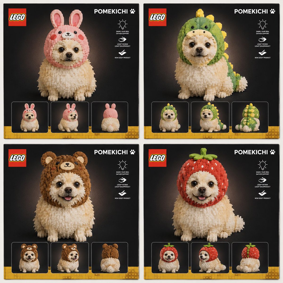 ポメ吉 ポメ吉のレゴブロック新発売✨ 好きなのを一つ選ぶのだす☝🏻 🐶🐰🦖🐻🍓
