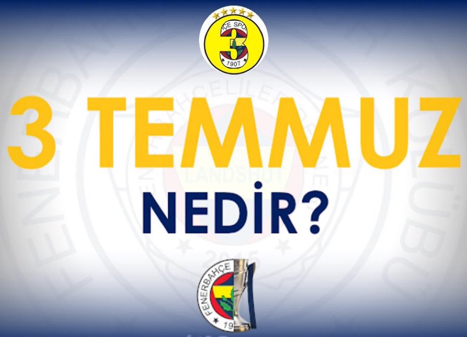 334FENER's tweet photo. 𝐓𝐚𝐫𝐢𝐡 𝟐 𝐓𝐞𝐦𝐦𝐮𝐳 𝟐𝟎𝟏𝟏
(𝘒𝘶𝘮𝘱𝘢𝘴𝘵𝘢𝘯 𝘖̈𝘯𝘤𝘦)

Güncel şampiyonluk sayıları:

•Fenerbahçe (18)
•Galatasaray (17)
•Beşiktaş (13)

Yaz transfer döneminde Avrupa'da transfere en çok para harcayan takımlar.

1- Bayern Münih
2- Fenerbahçe
3- Real Madrid

Fenerbahçe'nin gündemindeki oyuncular:

•Eden Hazard
•Eliaquim Mangala 
•Lassana Diarra 

-Fenerbahçe Şampiyonlar Ligine direkt katılacak 

-Son 10 yılda ligde en çok şampiyon olmuş takım 

-Son 10 yılda en çok kupa kazanan takım 

-Son 5 yılda Avrupa puanı en yüksek takım 

-Son 10 yılda Şampiyonlar Ligine en çok katılan takım 

-Borsa değeri en yüksek takım 

-Kadrosu ve bütçesi en yüksek takım

𝐓𝐚𝐫𝐢𝐡 𝟑 𝐓𝐞𝐦𝐦𝐮𝐳 𝟐𝟎𝟏𝟏
(𝘒𝘶𝘮𝘱𝘢𝘴𝘵𝘢𝘯 𝘴𝘰𝘯𝘳𝘢)

-Fenerbahçe'nin transferleri iptal oluyor 

-Fenerbahçe Şampiyonlar Liginden men ediliyor 

-Yeni transfer Emenike, oynamadan S. Moskova'ya gidiyor 

-Takımın en iyi oyuncularından Andre Santos ve Lugano takımdan ayrılmak zorunda kalıyor

-Borsada hisseler 600 milyon euro çöküş yaşıyor 

-Takım ekonomik anlamda küçülmeye gidiyor 

-Kulüp başkanı Aziz Yıldırım haksız yere cezaevine giriyor 

İTENİ DE BİLİYORUZ TUTMAYANI DA..!