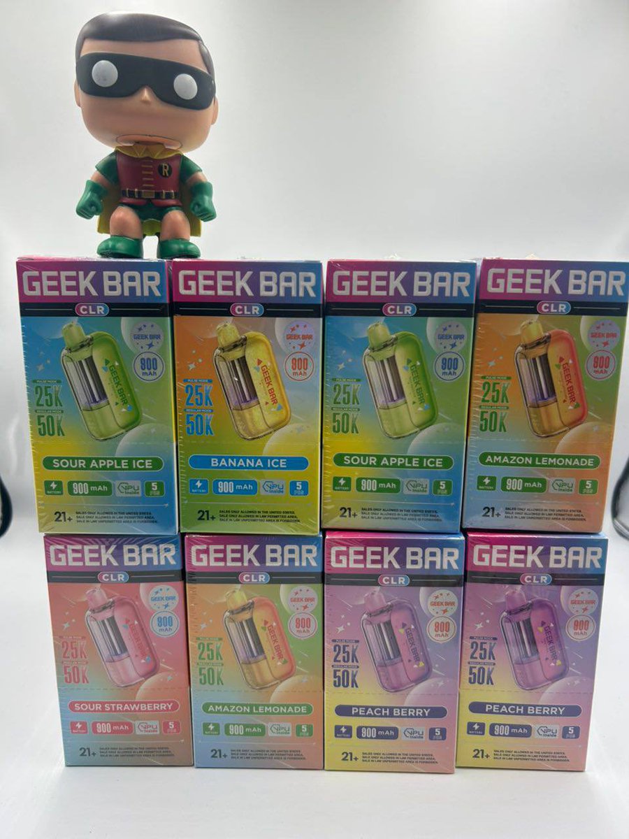 tdglashop's tweet photo. GEEK BAR CLEAR TANK

10 pc  $24 each
50 pc $19 each 
100 pc $18 each 
500 pc $17 each 
1000 pc $16 each 
2000 📲HMU 

#geekbar #geek #cannabiscommunity https://t.co/mlgCq1oitM