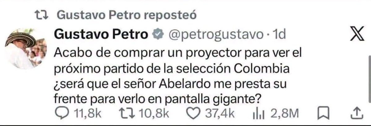 ElGolGarracol's tweet photo. Uy no, ese Petro se pasó, a lo bien.🫢 https://t.co/z7NlqcBLei