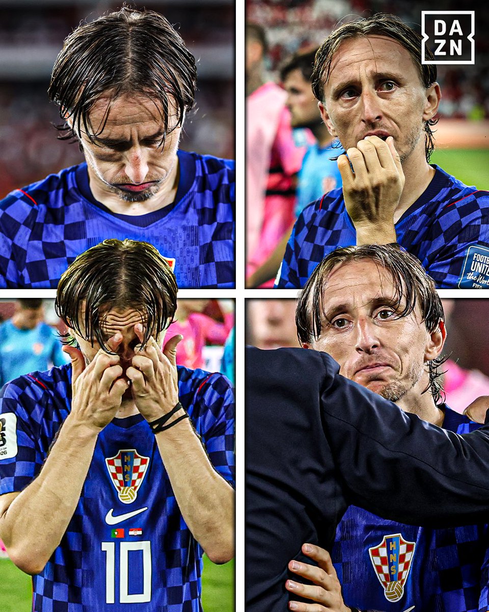 DAZNFutbol's tweet photo. LA DESOLACIÓN DE LUKA MODRIC 🥺💔🇭🇷

#DAZNMundial #FIFAWorldCup https://t.co/9yQ3OR7oNd