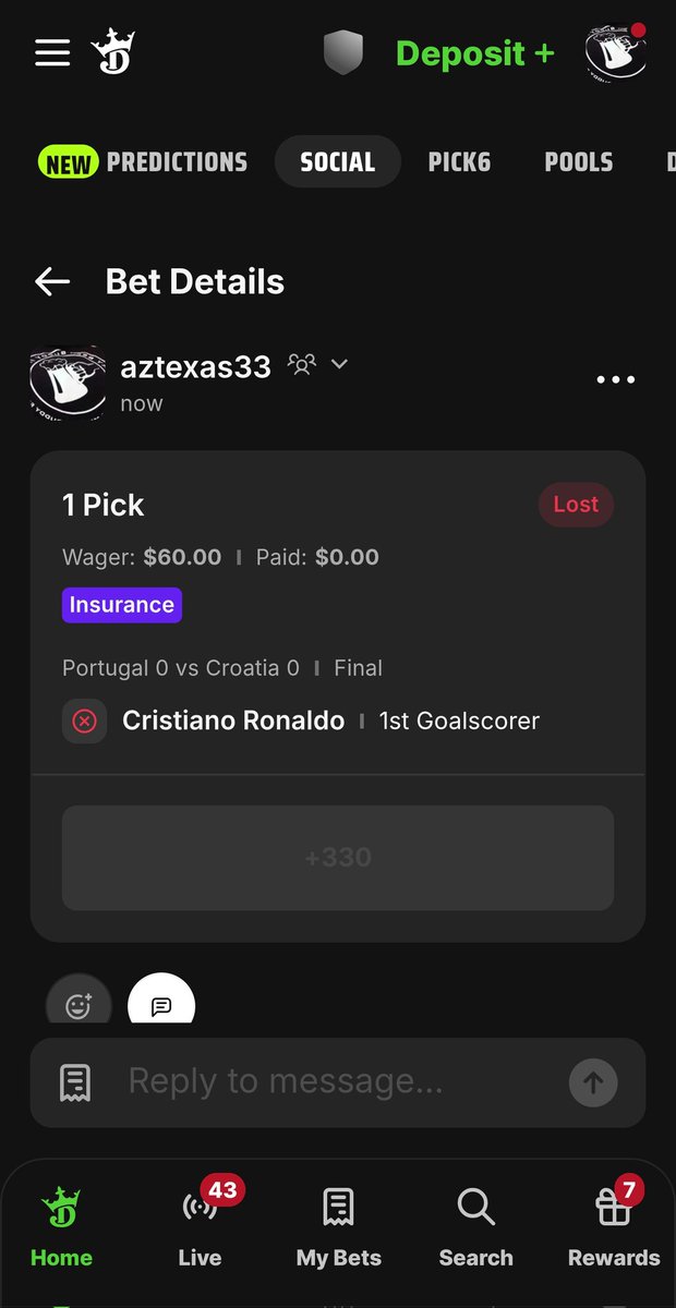 johncampa5's tweet photo. @DraftKings So I won't get my bonus bet back for 36 hours smh come lol SMFH https://t.co/wHe8vErabe