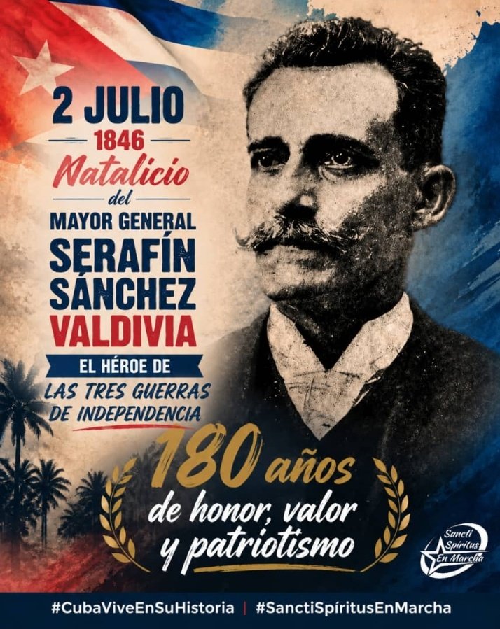 MasterWebDpt's tweet photo. En #SanctiSpíritusEnMarcha celebramos 180 años de honor y patriotismo. Hoy, #TenemosMemoria tras rememorar el natalicio de Serafín Sánchez Valdivia.
Siga la marcha. 
#TransportEspirituano https://t.co/7A2wyeI2Nc