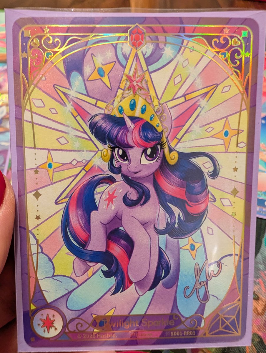 chronically_m's tweet photo. Spent my bday hunting for MLP trading cards with @st00ben &amp; these are some of my fav hits. Every card is gorgeous &amp; makes me feel like I struck gold, pictures simply don't do them justice.
Now to find the Pinkie Pie starter deck. 🙂‍↕️💖 https://t.co/3wHuKmuxOO