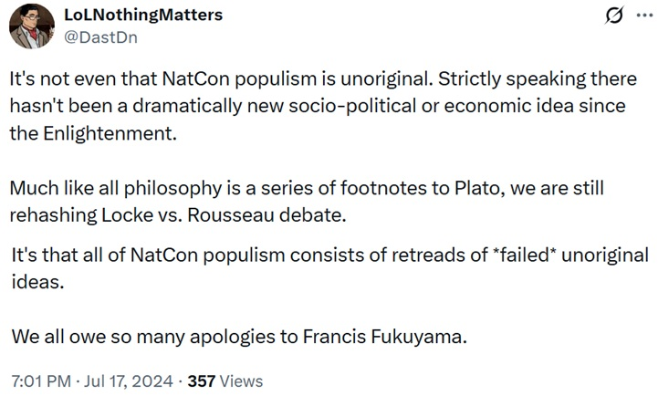 DastDn's tweet photo. Friedman's ideas are 50 years old. They are hopelessly outdated and don't match the reality of the modern world.

It's time for the fresh and original 18th century mercantilist ideas, and the vibrant novelty of statist autarky recently invented by the Babylonians. https://t.co/OnTIPtHxet