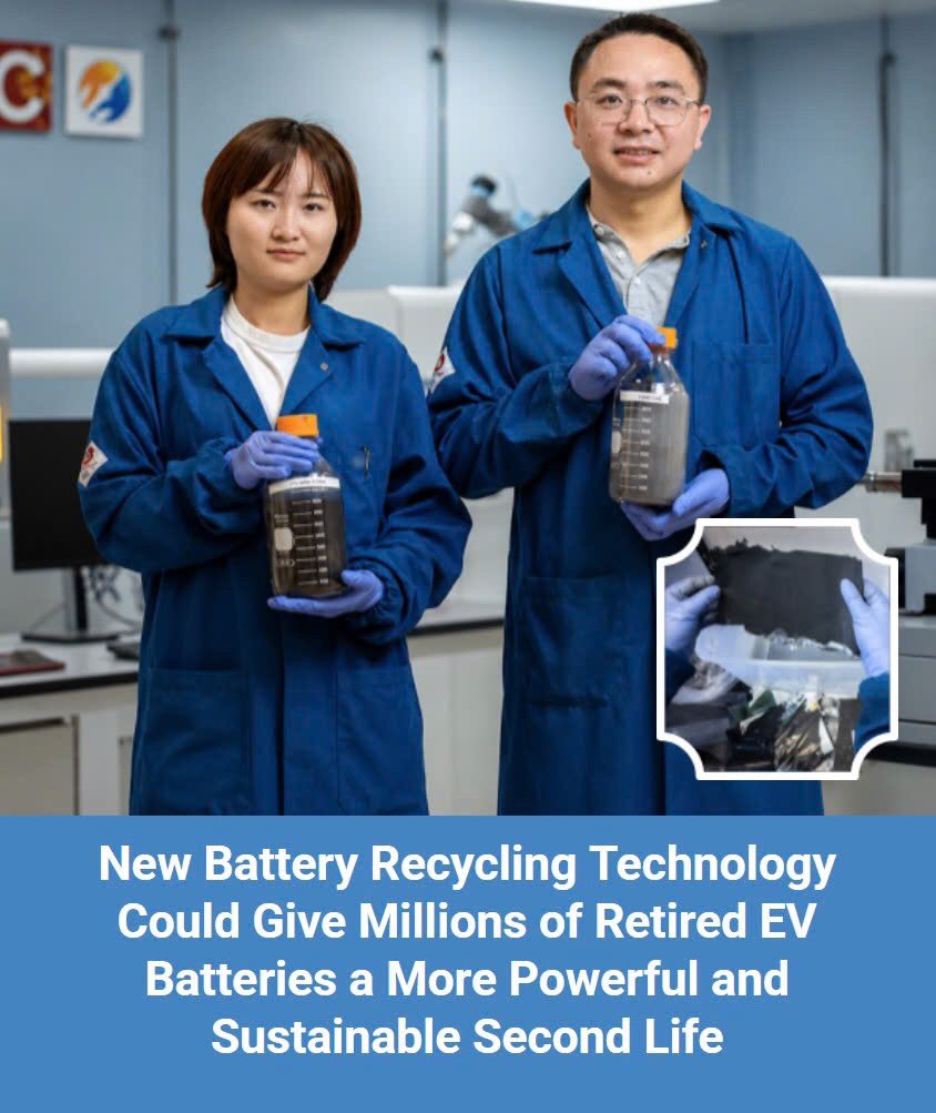4technews2206's tweet photo. ♻️ Old EV batteries could soon come back stronger than ever

As millions of electric vehicle batteries reach the end of their lifespan, researchers at the University of California S...

#BatteryRecycling #ElectricVehicles

🔗 Read more: https://t.co/wdWV3hU1zK https://t.co/sOPbCzO5cv
