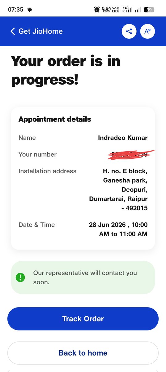 DevPin2's tweet photo. @reliancejio @JioCare @JIOAIRFIBERIN @AkashMAmbani @_MukeshAmbani  we have paid Rs. 1200/- for Installation of Air Fibre and registered complaint on 28-06-2026 but till now no one has visited for any service. This is the real situation of service. 👏🏻👏🏻🫡🫡 https://t.co/FSHH7tB6aZ