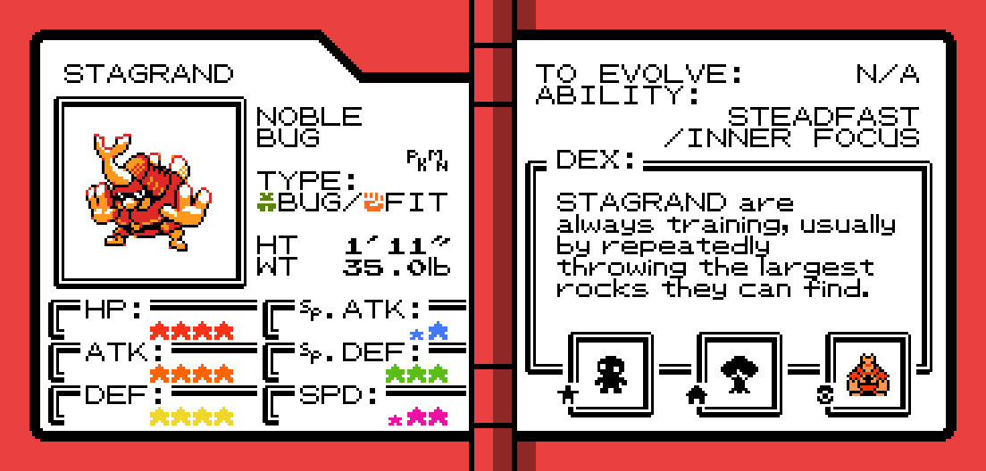 DoveTortle's tweet photo. The bold beetle, Stagrand! Some say that their wings are purely decorative and that they actually just jump so far it appears like they can fly.
#Pokemon #Fakemon #Fakemonart #pixelart https://t.co/jSE9jEPEMW