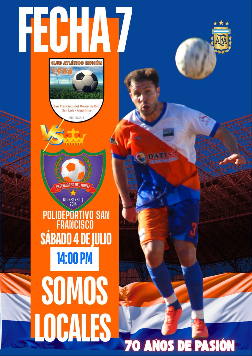 Club_A_Rincon's tweet photo. 🔜 ¡𝐏𝐫𝐨𝐱𝐢𝐦𝐨 𝐩𝐚𝐫𝐭𝐢𝐝𝐨!  

🏆 Liga del Norte 
🆚 Defensores del Norte
🗓️ Sabado 4 de Julio 
🕔 14:00
🏟️ Polideportivo Municipal de San Francisco 

#SomosSanFrancisco 🧡💙🤍 #ElEquipoQueNosUne #70AñosDePasion #VamosNosotros https://t.co/CpmXIzs6GU