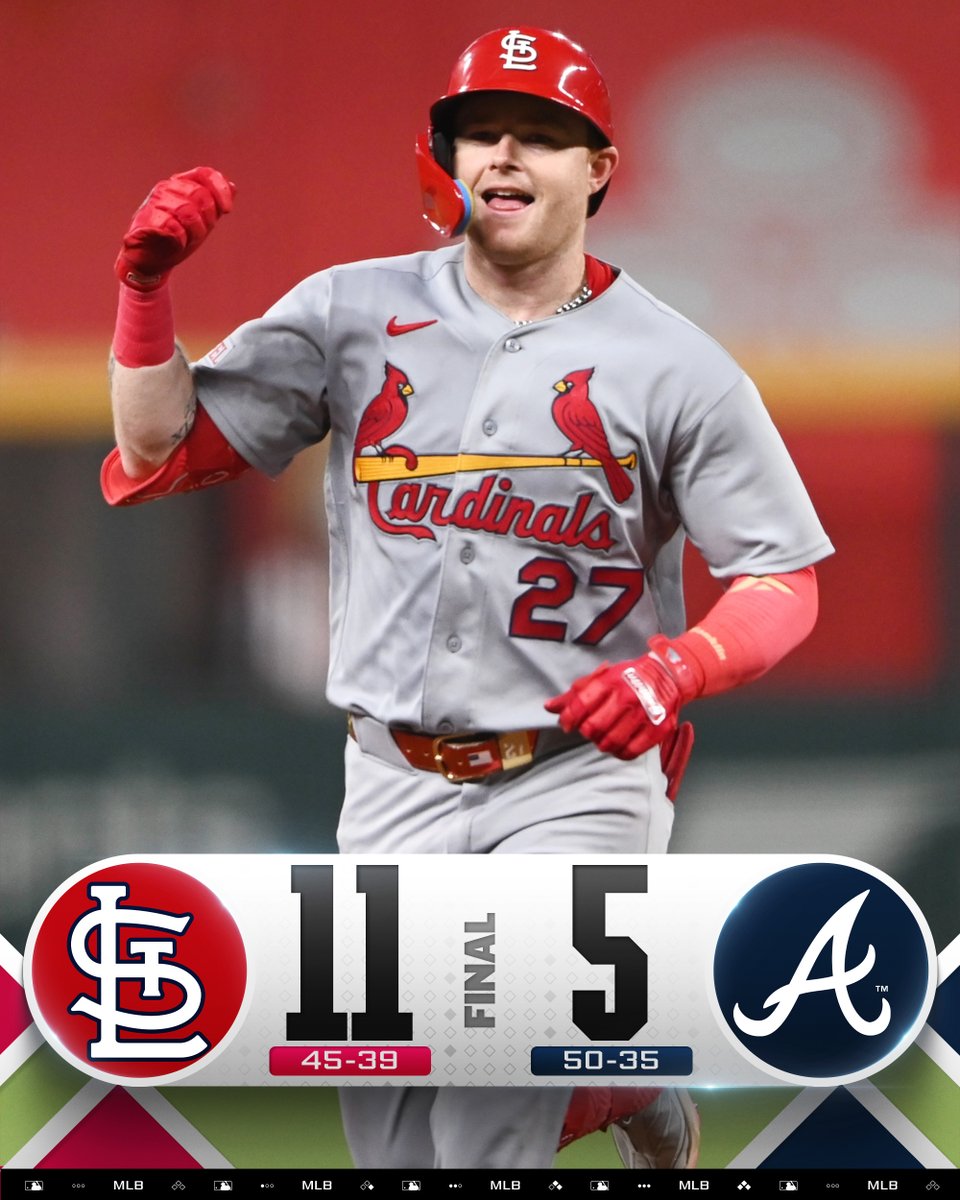 MLB's tweet photo. The @Cardinals rally for 7 runs in the 7th inning to score a big win in Atlanta! https://t.co/lpfErV2Qgk