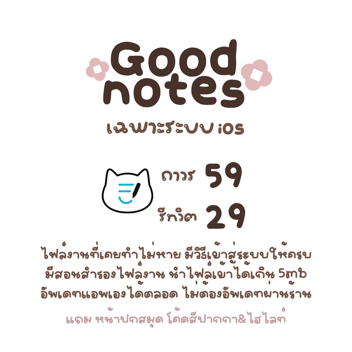 dareenctx's tweet photo. ⭐️ Good morning 🌷🗯️
หาร #goodnoteราคาถูก 

𓏔  ถ า ว ร 5 9
𓏔  รี ท วิ ต  2 9 

ของแถม : โค้ดสีปากกา&amp;ไฮไลท์
สติ๊กเกอร์ หน้าปกสมุด 🍀🍅

✿ 🍒 โหลดแอพมาเองได้เลย
  - อัพเดทได้ตลอด ใช้งานปังๆ -

 #หารgoodnote #หารgoodnotes https://t.co/lRBJRUmyPd
