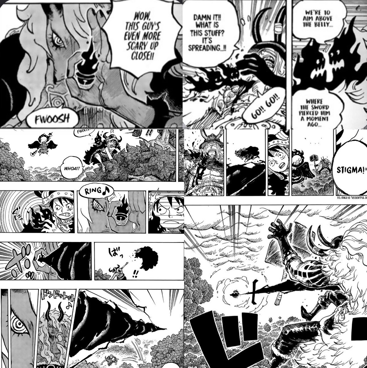 Buggy's tweet photo. #ONEPIECE1187

It seems that if the Maki Flames are on you, Imu is able to lock on the target and auto-hit them as long as the flame is touching something on their body… 

Good thing Luffy tossed the cloak 🔥 https://t.co/gZ8eCeYL1I