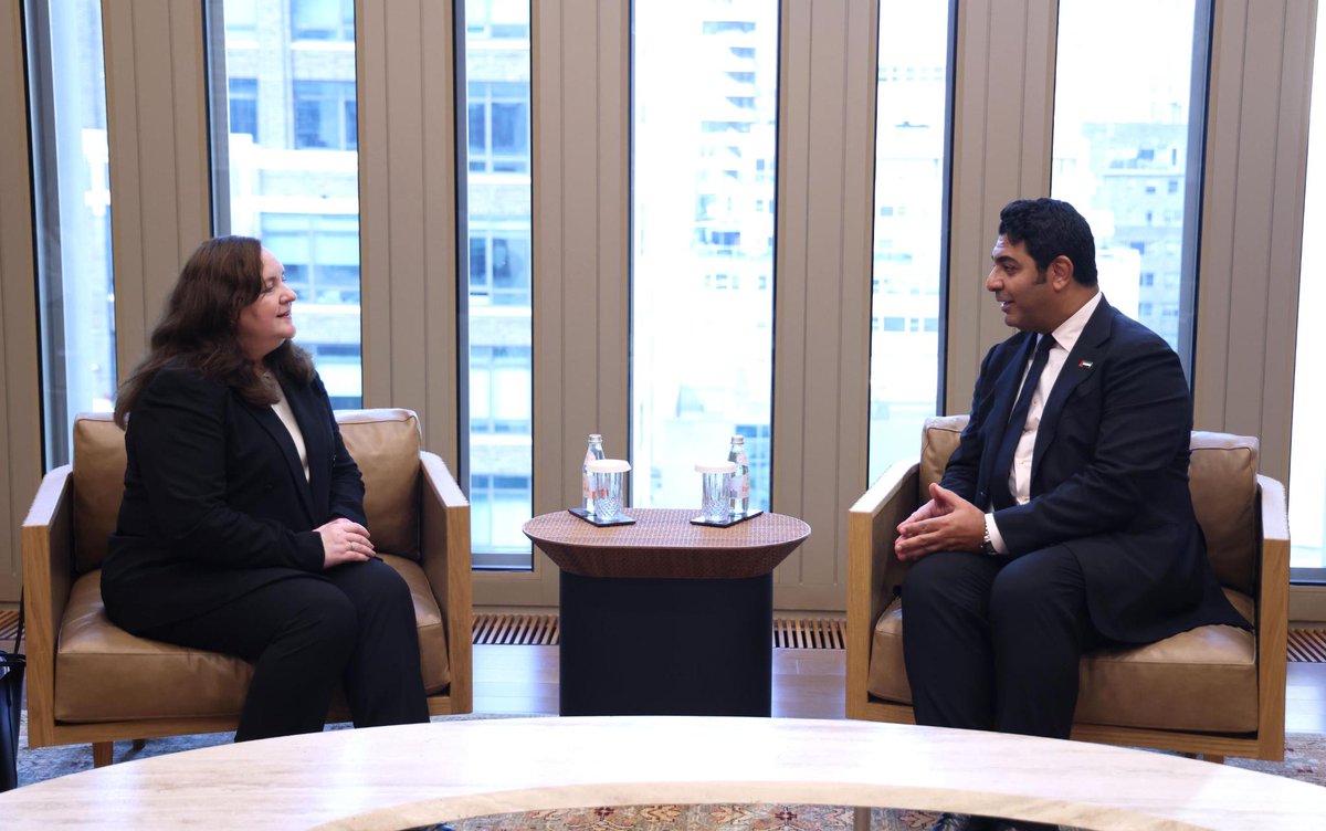 UAEMissionToUN's tweet photo. On the sidelines of #CTWeek, HE Maqsoud Kruse, Envoy of the Minister of Foreign Affairs for Countering Extremism and Terrorism, met with Natalia Gherman, ASG & Executive Director of @UN_CTED.
They discussed efforts to strengthen cooperation in countering terrorism, including through the responsible use of emerging technologies such as AI and unmanned aircraft systems (UAS), and to advance the implementation of the Abu Dhabi Guiding Principles (ADGP).
The UAE will continue to work with CTED and all partners to address evolving threats.