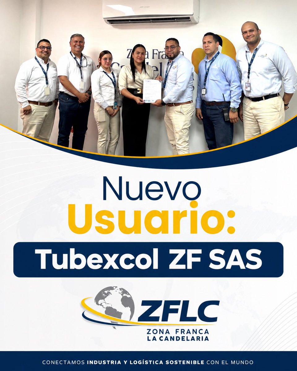 zflacandelaria's tweet photo. Le damos la bienvenida a Tubexcol ZF SAS!
Aprovechará las ventajas del régimen franco para sus operaciones logísticas, fortaleciendo la cadena de suministro y potenciando su competitividad en mercados internacionales.
>En ZFLC conectamos industria y logística sostenible con el 🌎 https://t.co/mBygtzCr0d