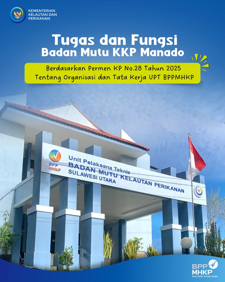BPPMHKP_Manado's tweet photo. Hai #SahabatBahari 👋

Tahukah kamu? 📌 Badan Mutu KKP Manado memiliki tugas melaksanakan pengendalian dan pengawasan mutu serta keamanan hasil kelautan dan perikanan, guna menjamin produk perikanan yang aman, bermutu, dan berdaya saing. https://t.co/zxA4zogjHj