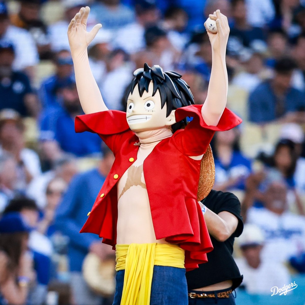 Dodgers's tweet photo. Luffy in the house for ONE PIECE Night! https://t.co/O8bETcZHHP