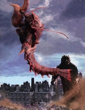 GodzillaWiki's tweet photo. Publicity stills for 「Ebirah, Horror of the Deep」 depict Godzilla throwing Ebirah above his head, an image synonymous with Ebirah that never actually happens onscreen. This pose has been recreated in a publicity still from 「Final Wars」 and a panel from 「Rulers of Earth」. https://t.co/1T8OmLn42L
