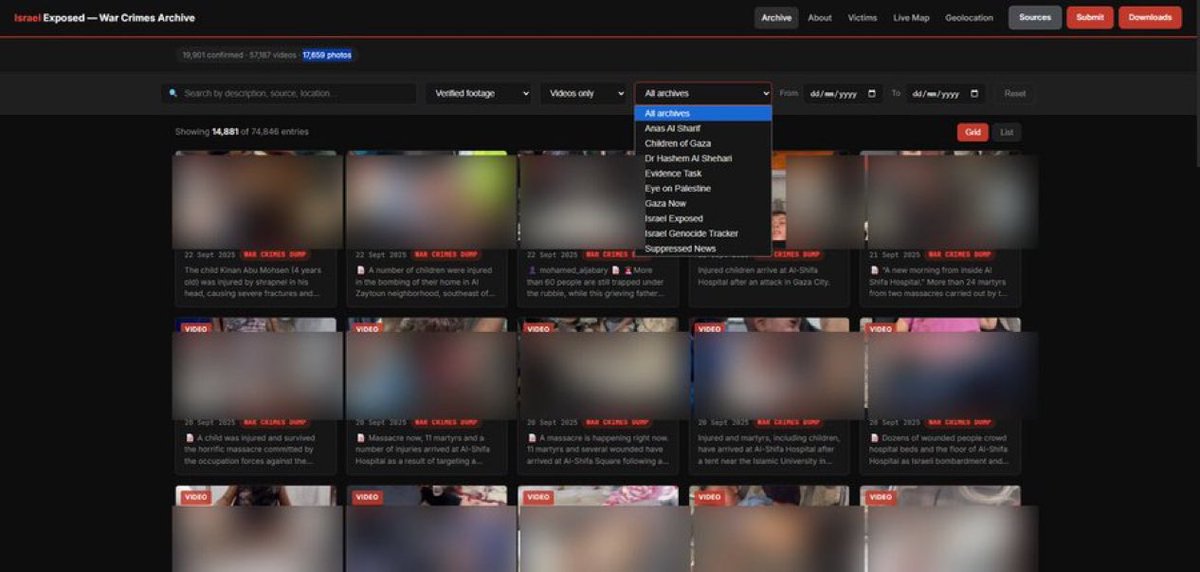 drhossamsamy65's tweet photo. ⛔️DETAILED ISRAELI WAR CRIMES ARCHIVES⛔️⛔️

⛔️ 64,537 videos

⛔️17,905 photos

⛔️Ability to download individual videos

Searchable index
Exhaustive sources list (300+ journalists)
Geolocation data
Livemap with minute to minute updates
Victim list

It can be accessed here: https://t.co/dqw1Euoya8 

⛔️Please share & quote tweet to help this post break out of the twitter algorithm prison‼️