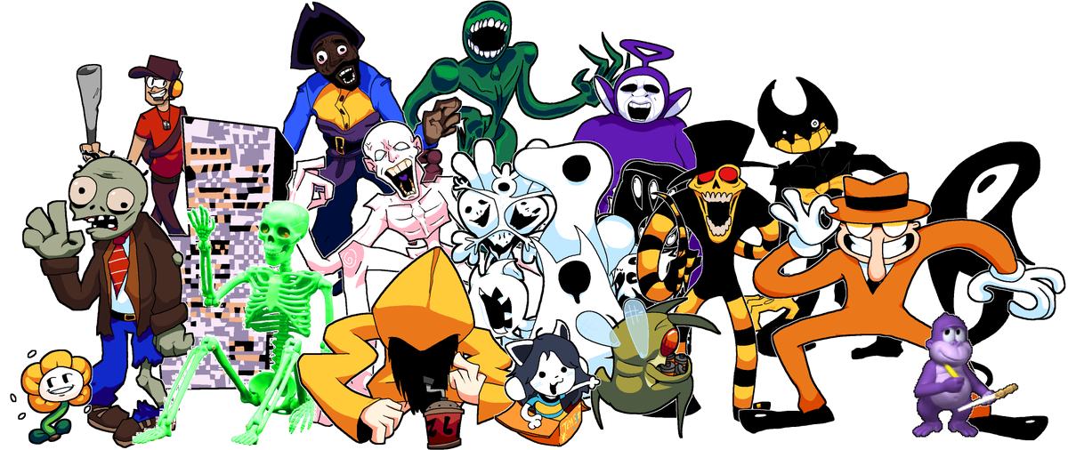 ElectricKosmos's tweet photo. Would've just kept this hidden away until I was mostly done with the mod, but I've been having such a good time doing this I just want to post it. The lineup for my Frickbear's 3 resprite mod!!! (Been working on this for like a month-ish so far) #frickbears3 #frickbears https://t.co/U8Ww47XEIm