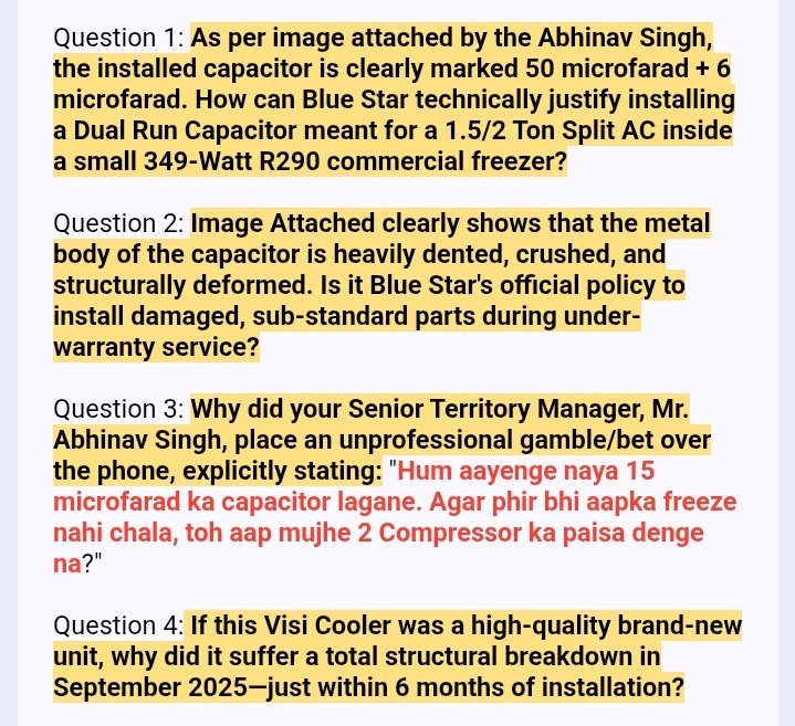 gmbhandar's tweet photo. Absolute corporate arrogance of @BlueStarLtd! When I questioned Area Service Manager Sumit Panchal about the technical cover-up from the MD Office, he flatly refused to answer. @BThiagarajan @VirSAdvani @jagograhakjago @jagograhakjago @BlueStarLtd @BlueStarCare https://t.co/4HECvvbWtJ