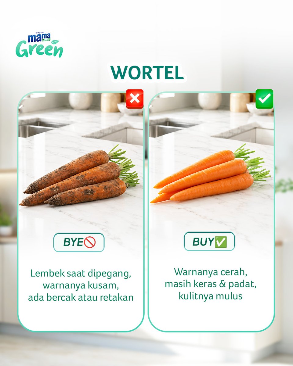 MAMA_Indonesia's tweet photo. Nggak cuma pasangan yang harus dipilih-pilih, sayur juga, Ma. 😆

BUY atau BYE?👀
Yuk, kenali ciri-ciri sayur yang masih fresh biar nggak salah pilih pas belanja! 🥬🥕🥔 https://t.co/YwFVYFaz3k
