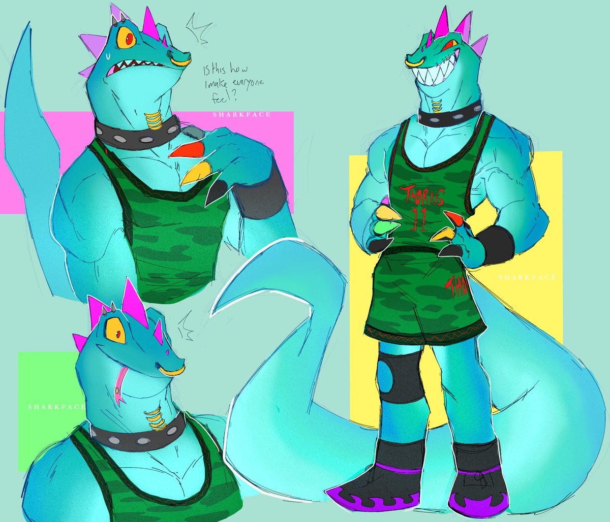 SharkkFace's tweet photo. Big lizard that I can’t stop drawing https://t.co/kCHvm6ZVDQ