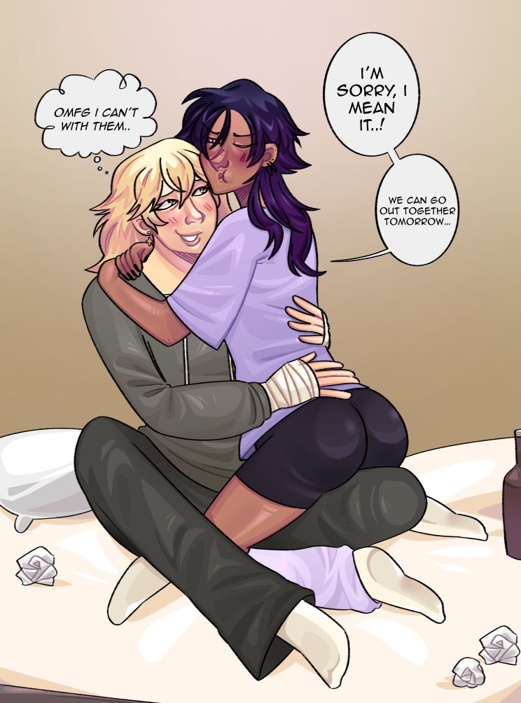 marsh_Potatoes's tweet photo. #artfight 
it is always morally correct to be crackshipping w oomfs oc 👍
blonde is aurie and belongs to @ssvnrays 😼😼😼😼 https://t.co/BaEzdWpt2m