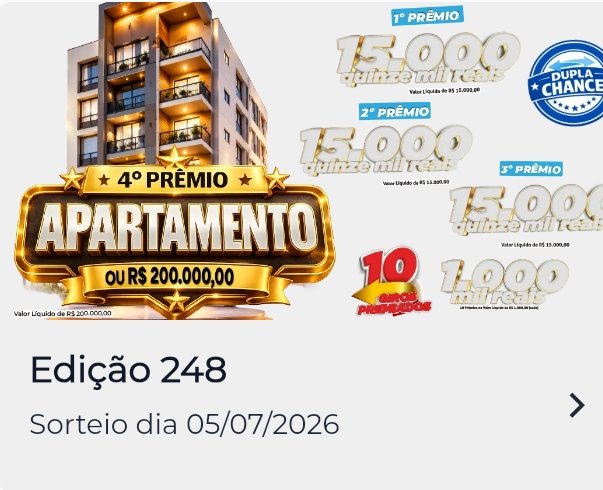 FranciscoEdils's tweet photo. PARAIBA PREMIADO SORTEIO DA SEMANA 05/07/2026, VEM, VEM COMPRAR O SEU 👋👋👋

1° 15 MIL REAIS 
2° 15 MIL REAIS    
3° 15 MIL REAIS    
4° UM APARTAMENTO OU 200 MIL REAIS NA SUA CONTA 

+ 10 RODADAS DE 1.000 REAIS
TUDO ISSO POR APENAS 10,00

https://t.co/lWLOIfbCaa https://t.co/T5sPAiPVLb