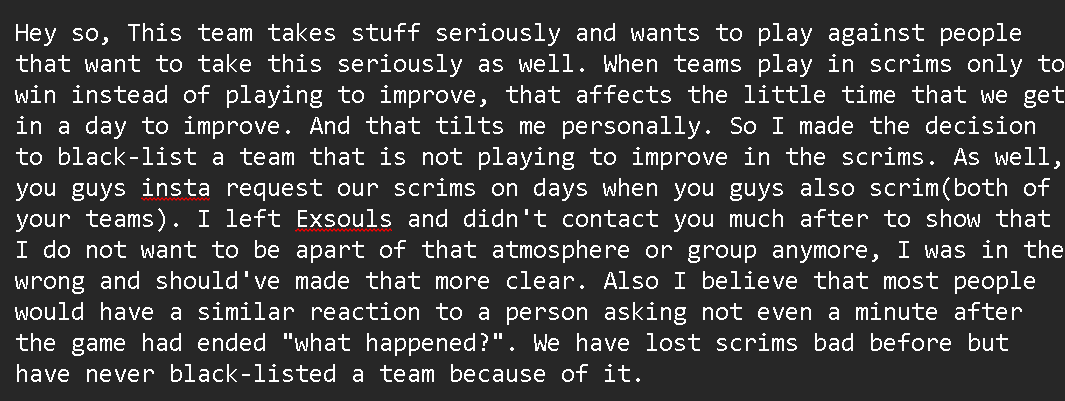 Dean_Valo's tweet photo. @dakkuhh @PurposeGGss Can't post a long paragraph here so here's a notepad + a ss of a team that we normally go against which we haven't black-listed cause they play to improve in scrims. https://t.co/XOs22pzrxE