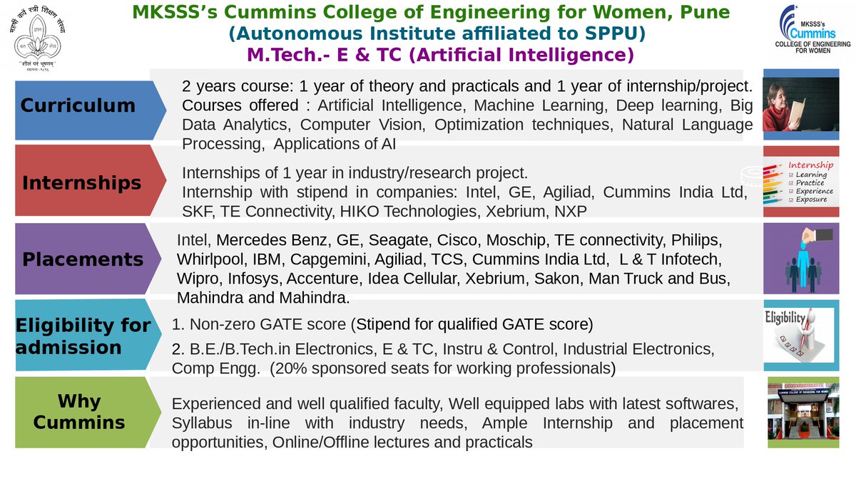 CumminsCollege's tweet photo. MKSSS's Cummins College of Engineering for Women, Pune
Admissions are open for https://t.co/5nf8il0jpt  - E &amp; TC (AI) and https://t.co/5nf8il0jpt - E &amp; TC (VLSI &amp; Embedded Systems) for A.Y. 2026-27.
You can directly register through the https://t.co/HEAwqjI2bX website. https://t.co/lYrX9aGd8w