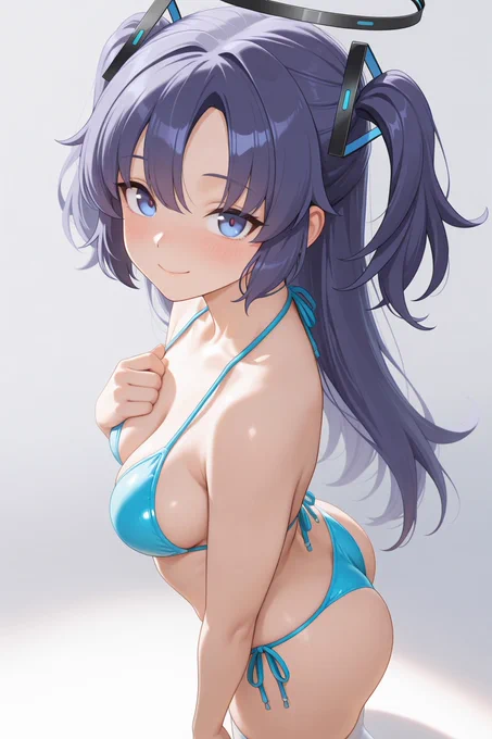 夏休みの海水浴のために水着の試着するユウカ SFW anime-style illustration. No nudity, no suggestive intent. #ブルアカ #BlueArchive