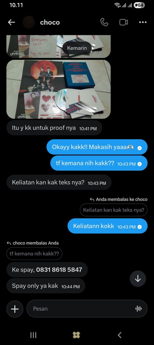 chaajewelry's tweet photo. Ini nomor spay nyaa 0831 8618 5847 &amp; @ch0ch0_bite akun x nyaa. Kak kok tega banget sih kamu scam kayak gini &amp; pakai link toko orang lain. Aku ga masalah sama nominal yg udh aku tf ke kamu, tapi aku rasanya sakit hati banget kak setelah kamu scam. https://t.co/7E5fCqmkSD