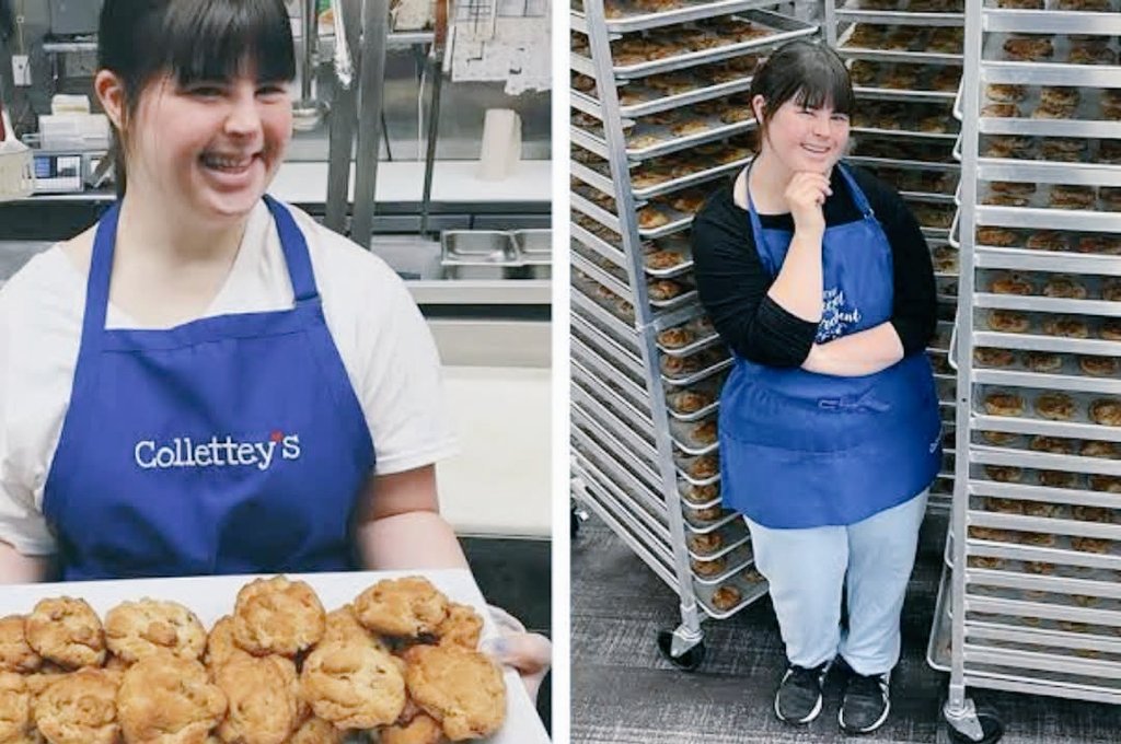 Viralvid_89's tweet photo. After being rejected from job after job and told she "wasn't the right fit," Collette Divitto decided to create her own opportunity.

Born with Down syndrome, she started Collettey's Cookies and turned it into a successful business that now employs 15 people, many of them with disabilities. 🍪💙

Sometimes the best way to prove people wrong isn't with words, it's by building something they never expected. 💪✨