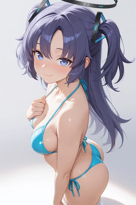 夏休みの海水浴のために水着の試着するユウカ SFW anime-style illustration. No nudity, no suggestive intent. #ブルアカ #BlueArchive