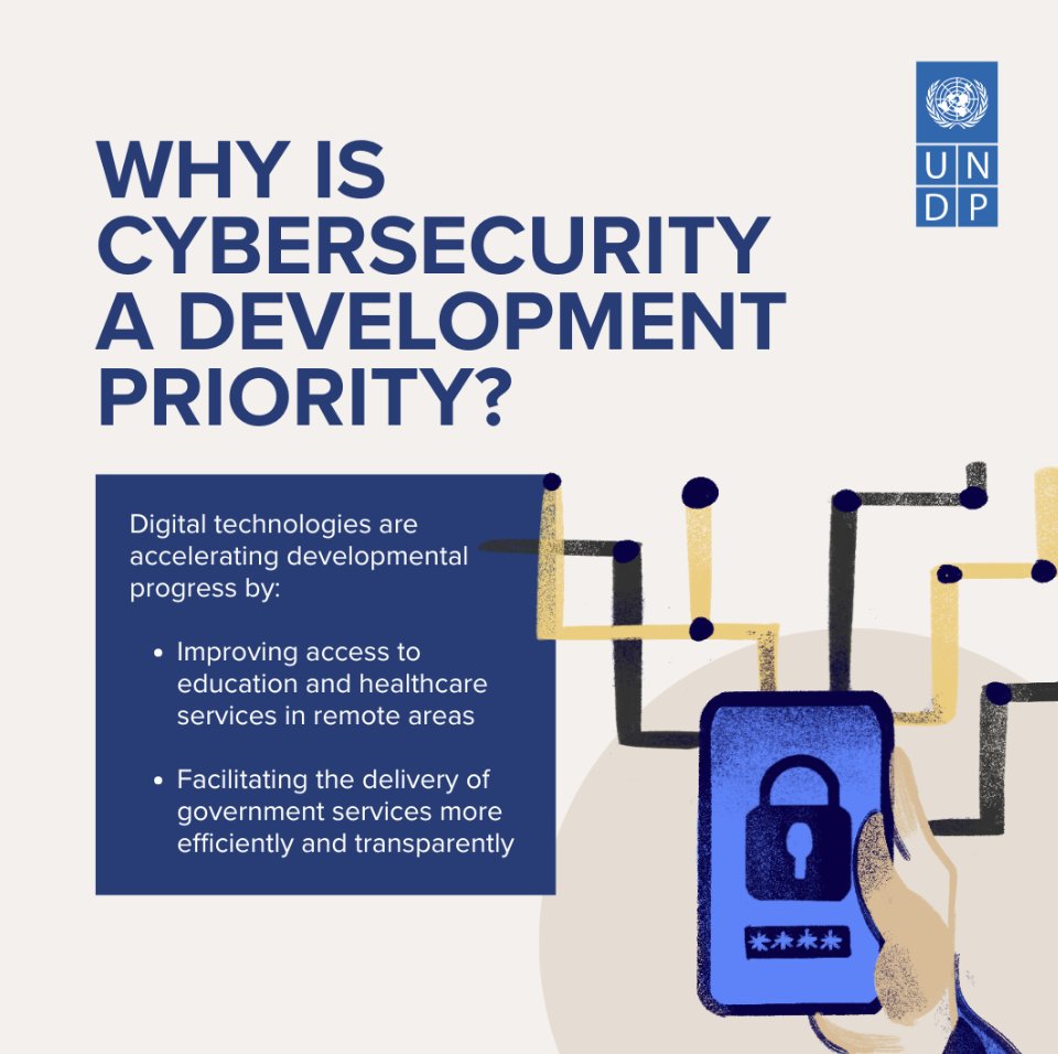UNDP_innovation's tweet photo. When discussing digital transformation, cybersecurity is often treated as an afterthought.

However, research has shown that cybersecurity can be an enabler and is key to helping countries reap the full benefits of digitalization  ➡️ https://t.co/WevMMXOptl https://t.co/IoAKtWyL74