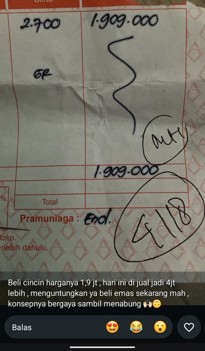 max_vt_'s tweet photo. Jadi pengin beli emas,gegara liat sw tmn,pas beli 1,9 pas jual 4jt lebih woi enak sekali ya walaupun harus nunggu beberapa tahun😭 #melejit #emas https://t.co/Qdem1rCxBp